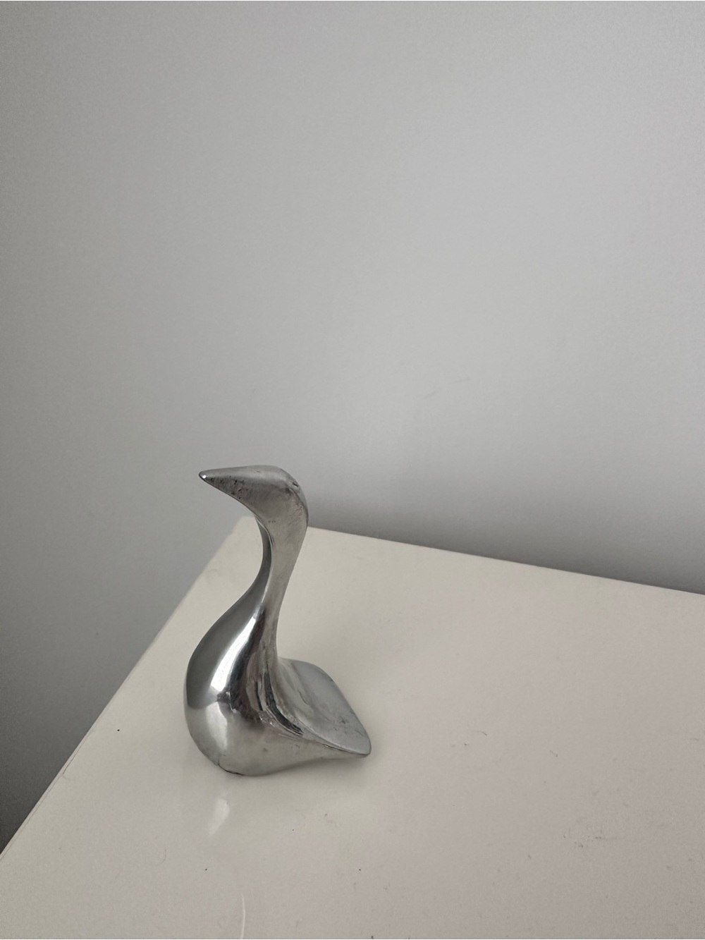 Vintage Hoselton Shiny Aluminum Swan Figurine Signed #268